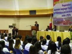 Ambassador Ishikawa delivered a speech to the 9th Batch of JPEPA Candidate Nurses and Caregivers.